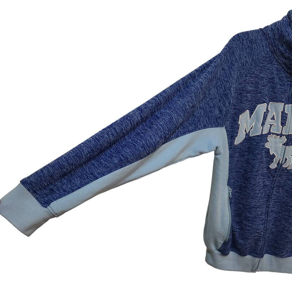 Maine Logo Full Zip Sweatshirt Newengland Autumn Fall Vibes Blue Women's Medium - Picture 5 of 10